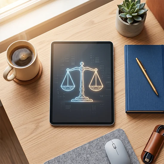 A clean, modern flat-lay shot of a stylish desk setup.