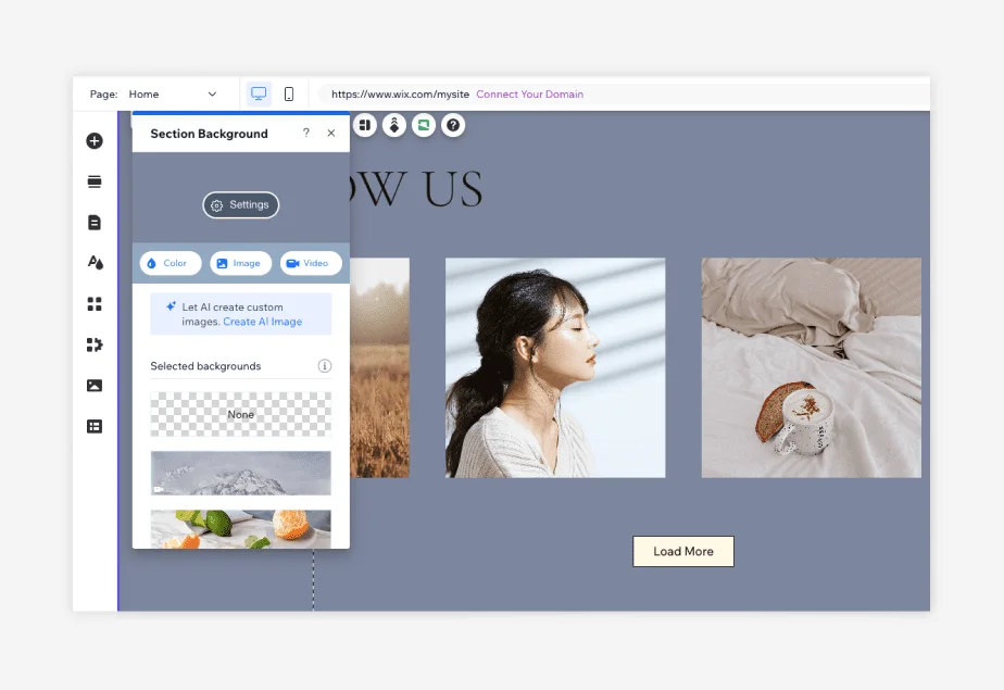 Wix AI website generation dashboard